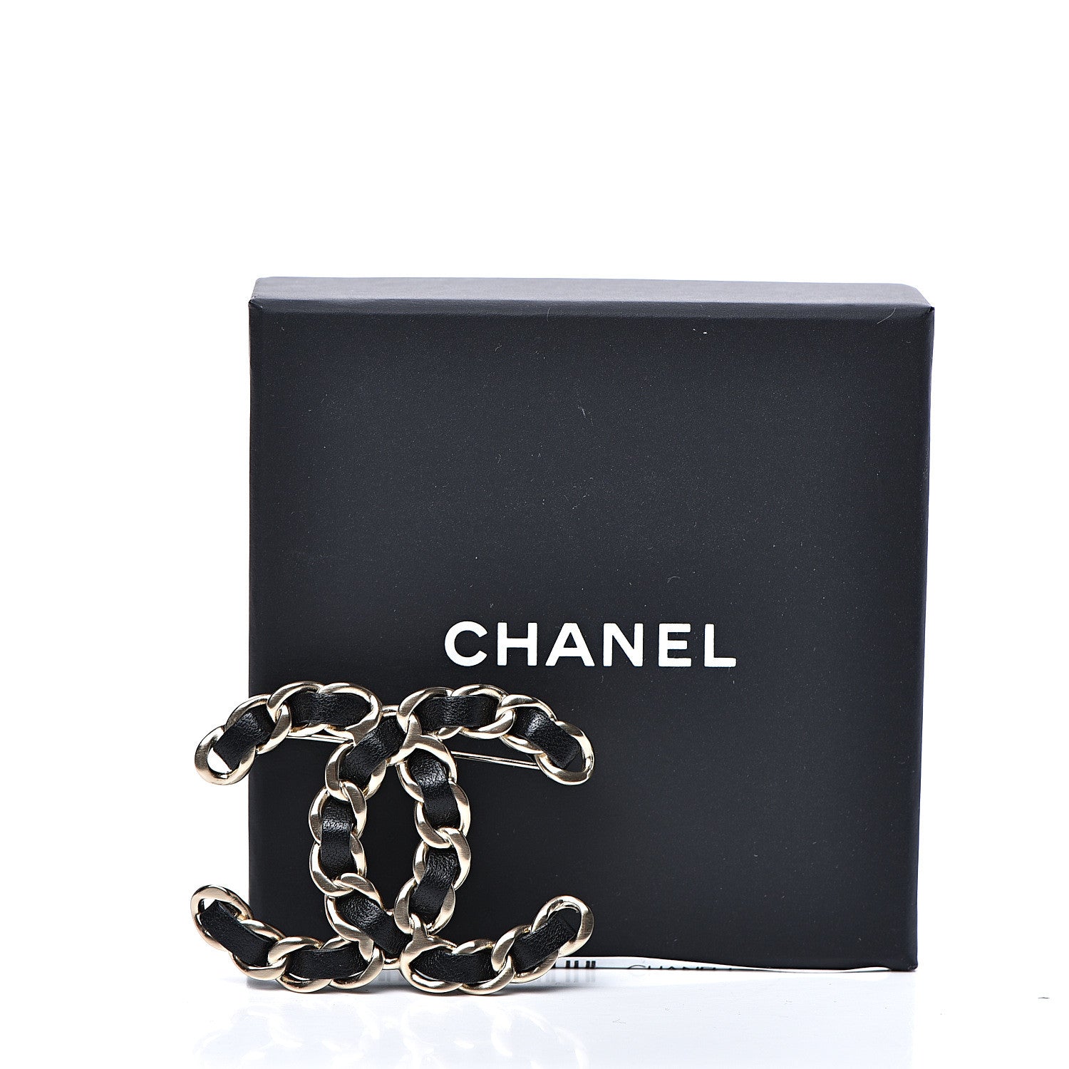Chanel Lambskin Chain CC Brooch Black Gold 5 of 5