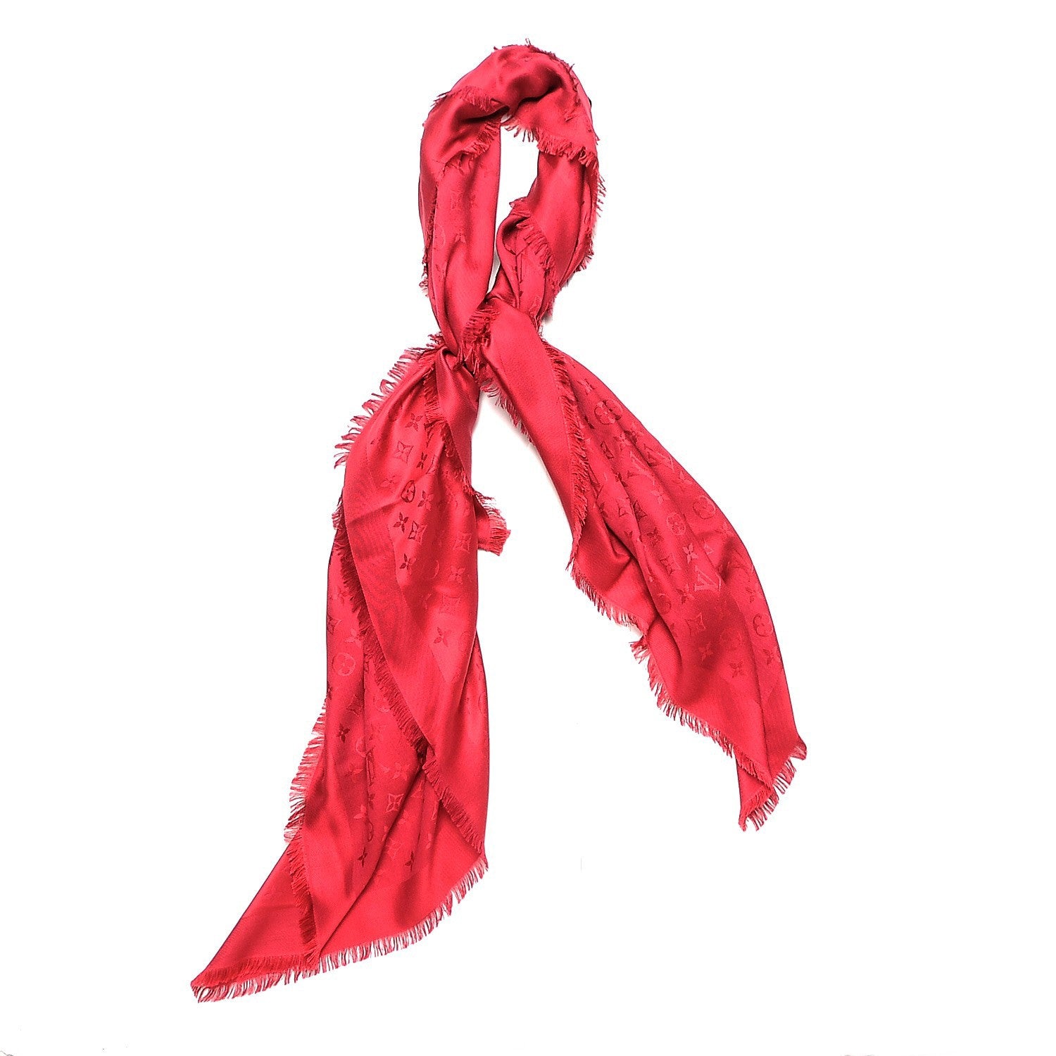 Louis Vuitton Silk Wool Monogram Shawl Pomme D'Amour 1 of 4