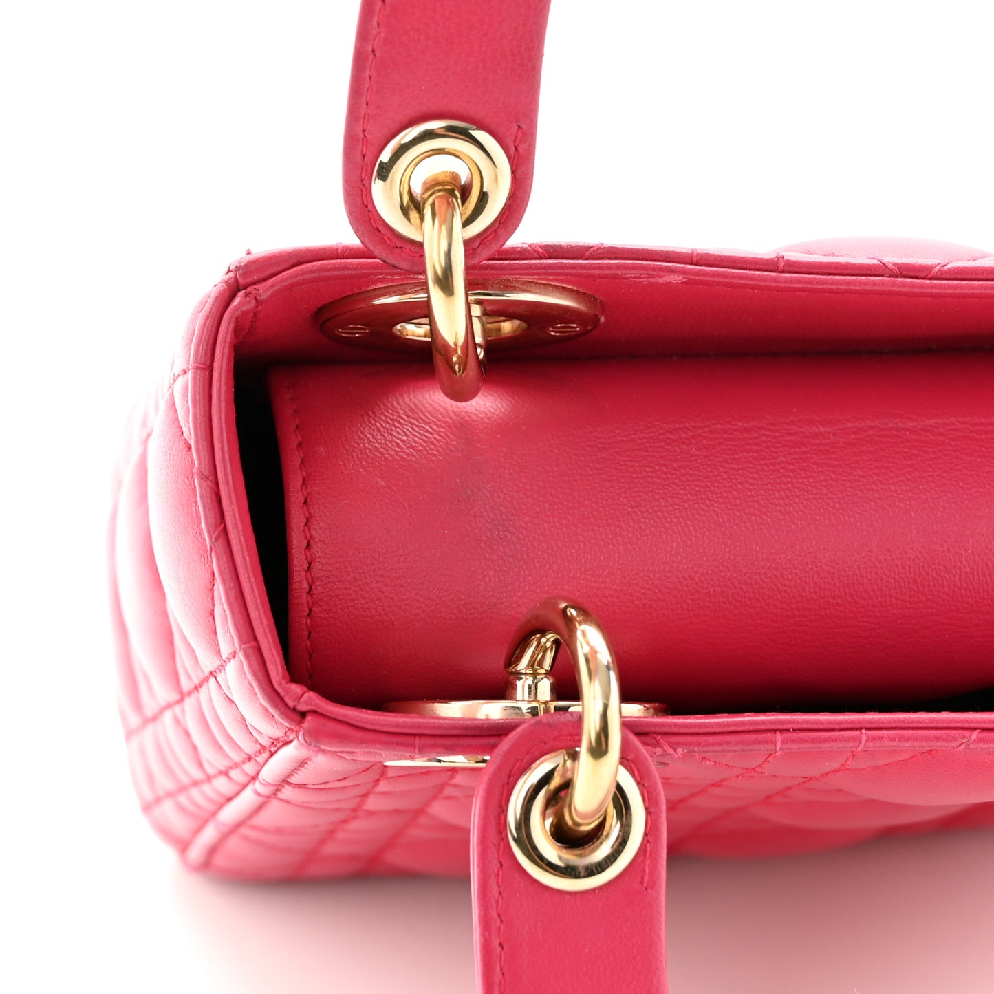 Lambskin Cannage Mini Lady Dior Fuchsia