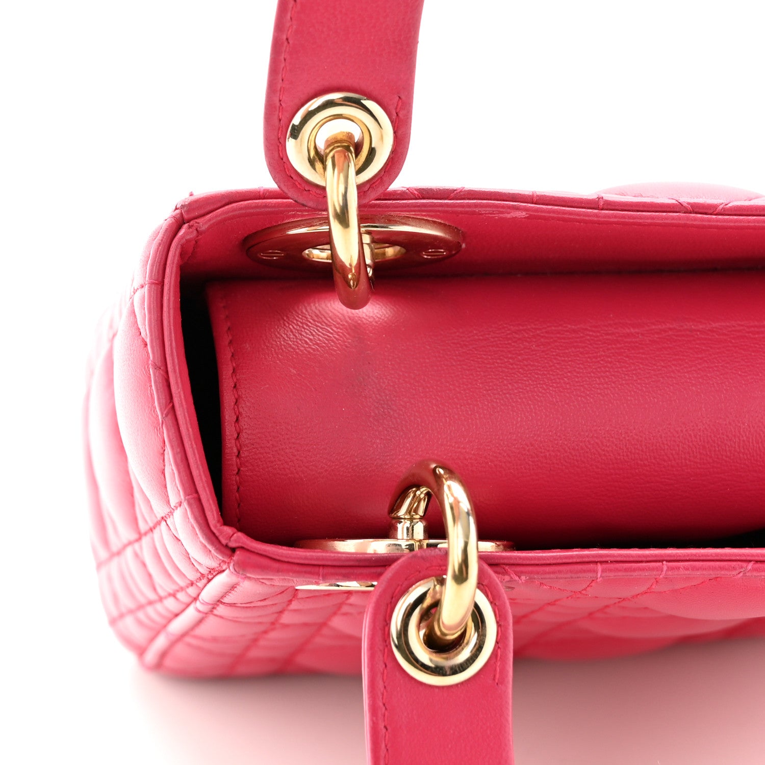 Christian Dior Lambskin Cannage Mini Lady Dior Fuchsia 10 of 10