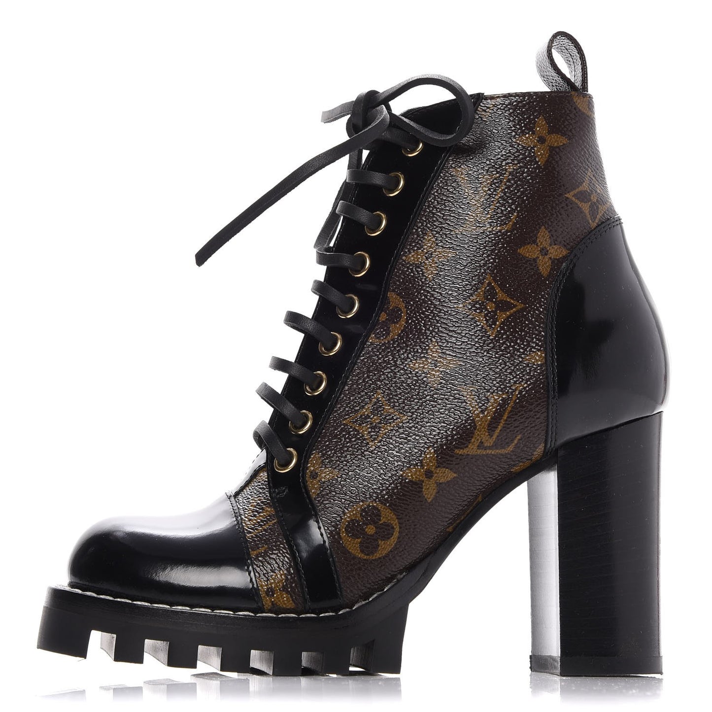 Patent Calfskin Monogram Star Trail Ankle Boots 36 Black