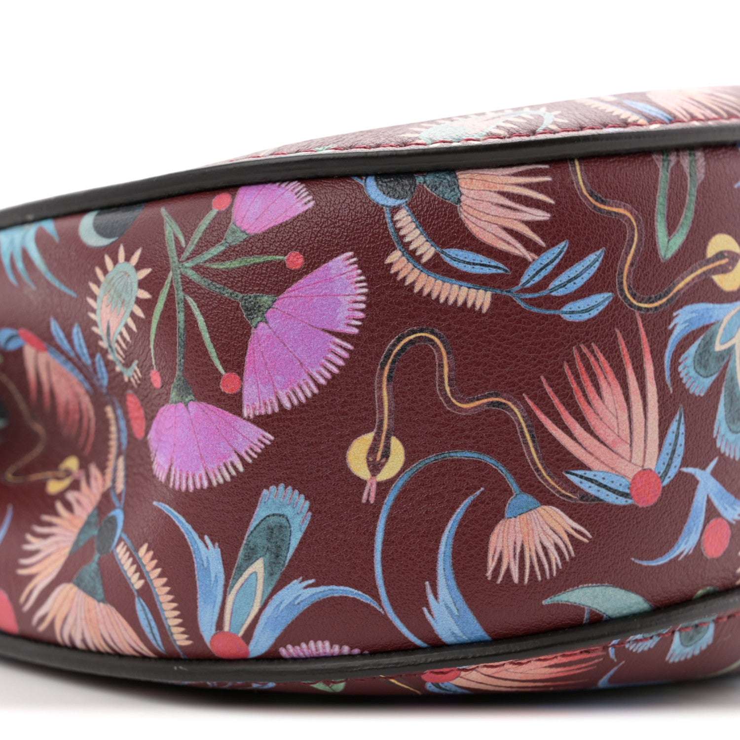 Chloe Calfskin Floral Print Drew Bi-Color Shoulder Bag Plum Purple 9 of 11