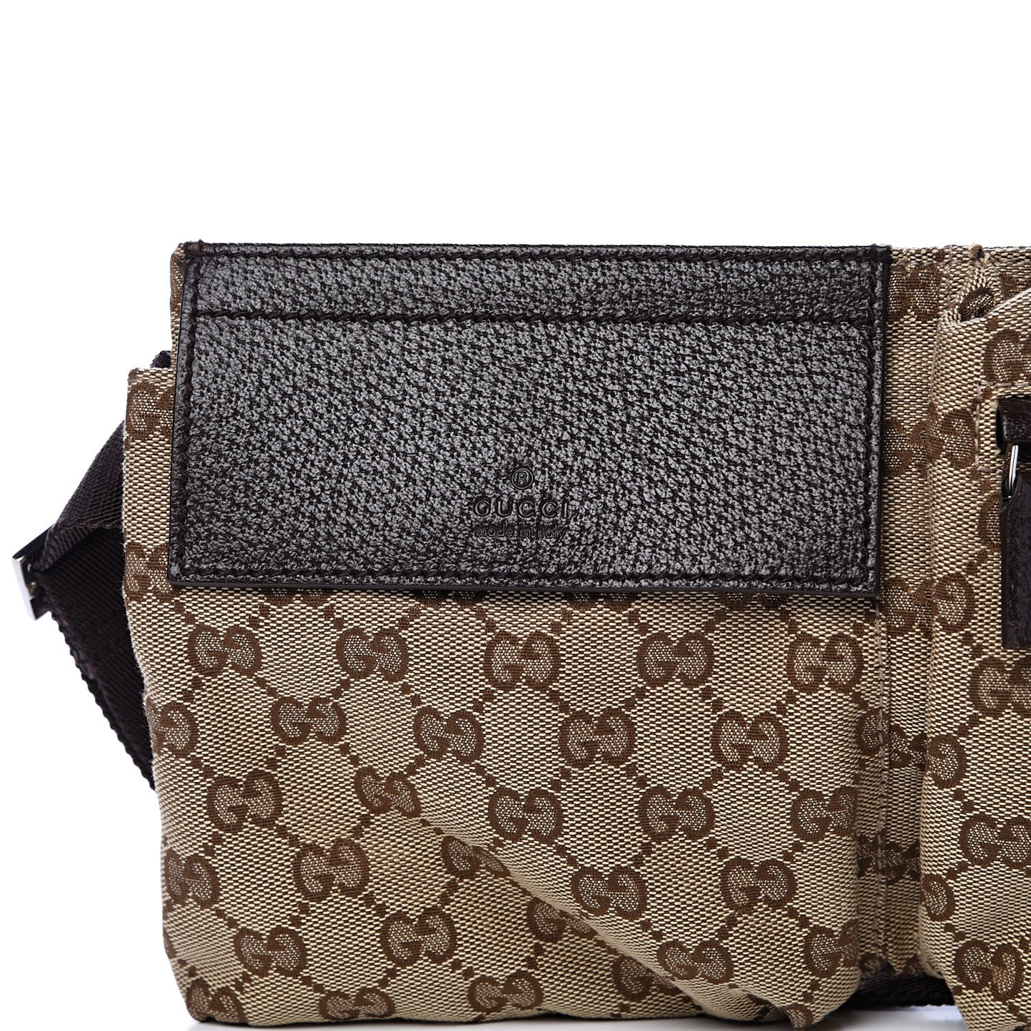 GG Monogram Double Pocket Belt Bag Dark Brown