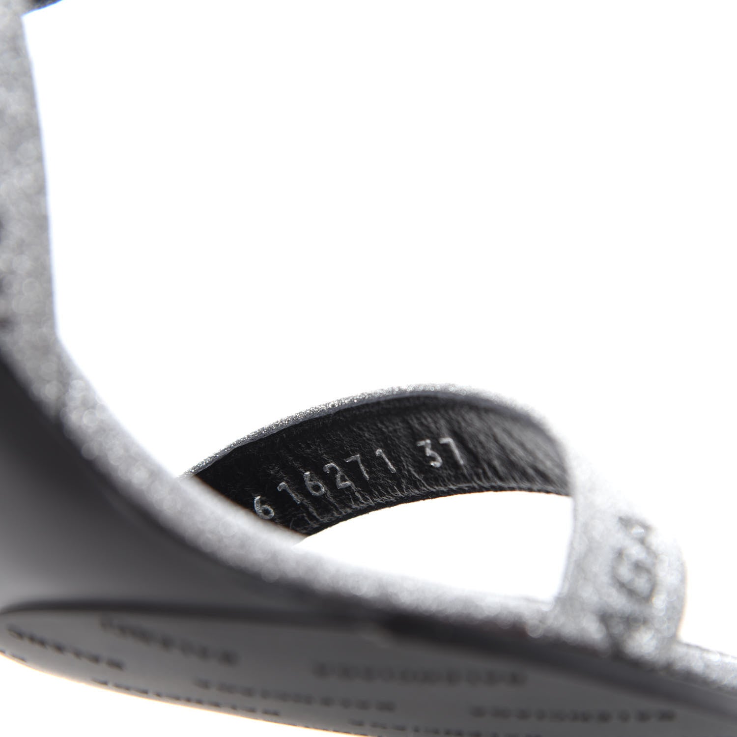 Balenciaga Glitter Allover Logo Ankle Strap Round Heel 80mm Sandals 37 Silver Black 8 of 9