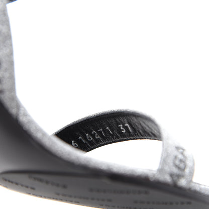 Balenciaga Glitter Allover Logo Ankle Strap Round Heel 80mm Sandals 37 Silver Black 8 of 9