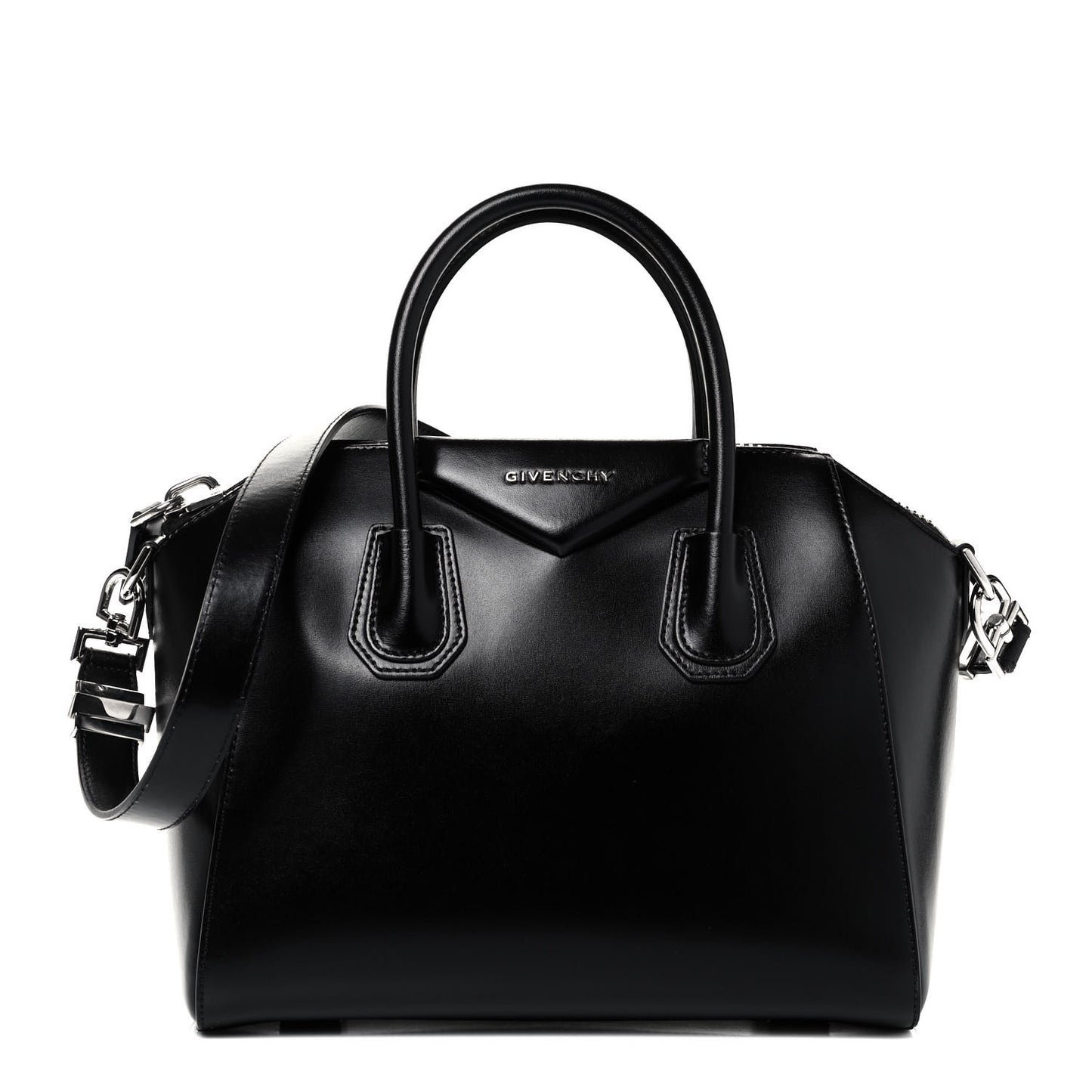 Shiny Lord Calfskin Small Antigona Black