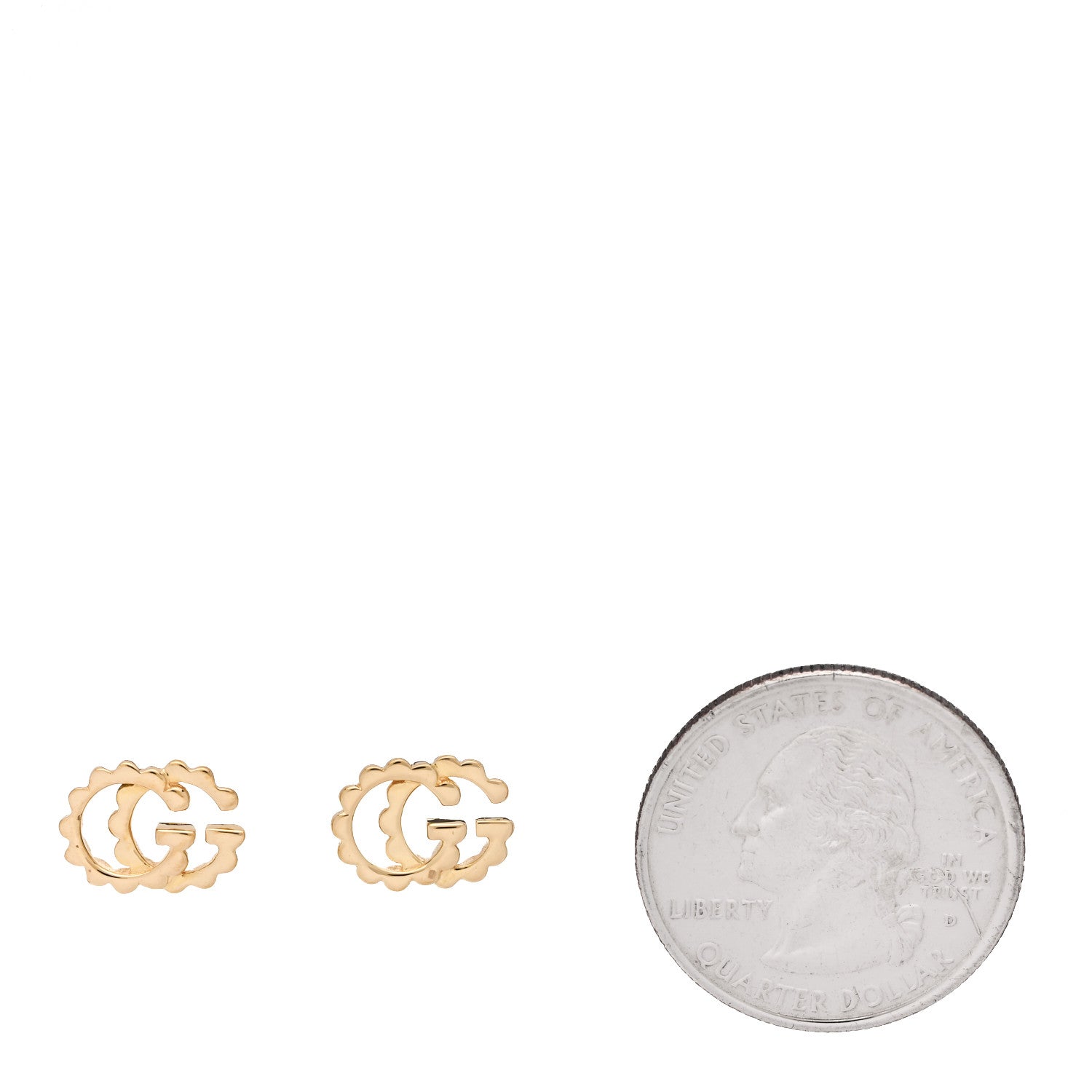 Gucci 18K Yellow Gold Running G Scalloped Stud Earrings 2 of 6