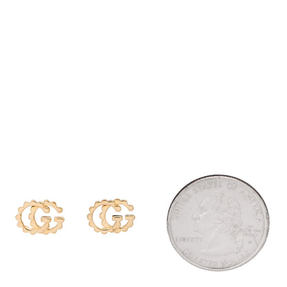 Gucci 18K Yellow Gold Running G Scalloped Stud Earrings 2 of 6