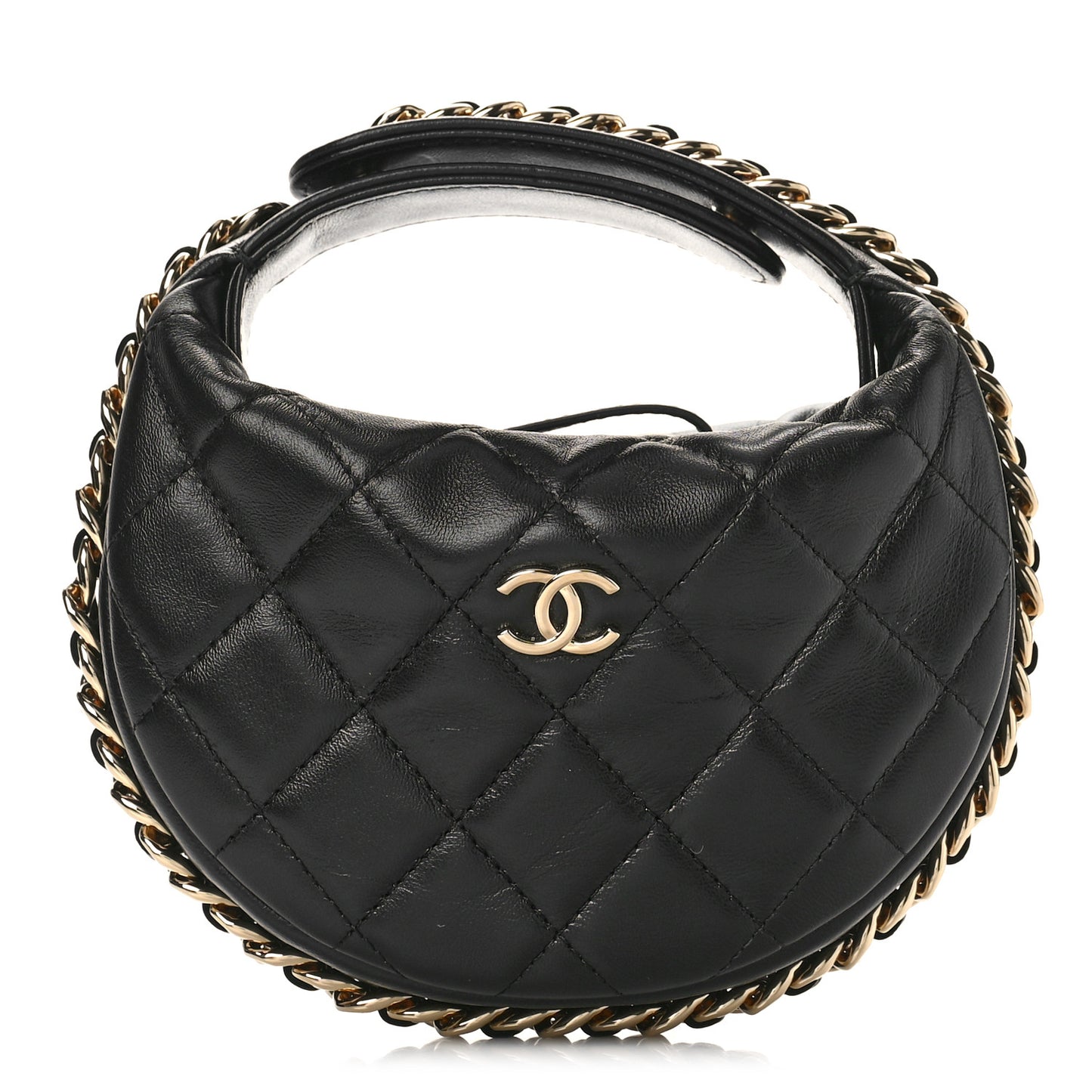 Quilted Chain Around Pouch Black