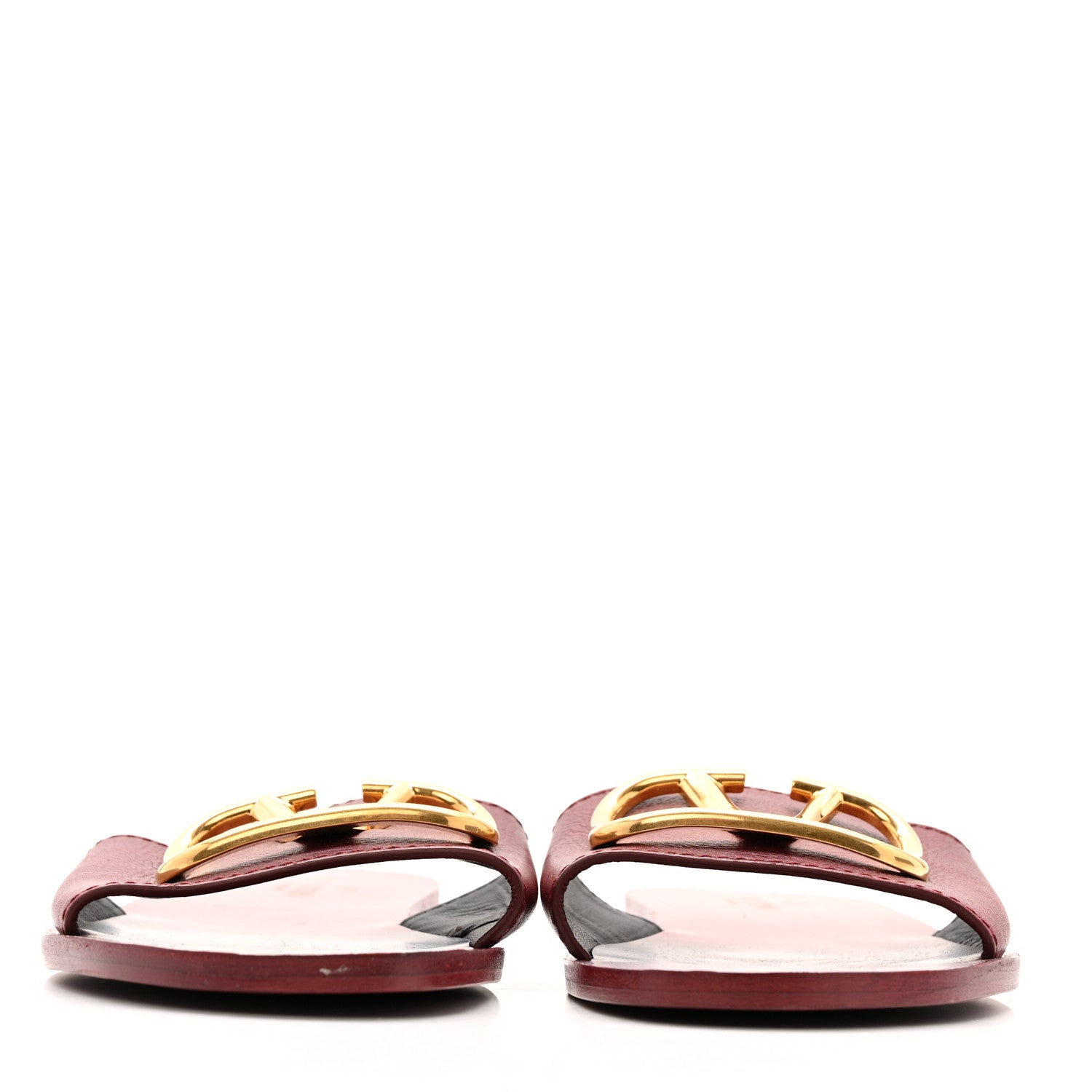 Valentino Garavani Grainy Cowhide Vlogo Flat Slide Sandals 40 Rubin 3 of 10