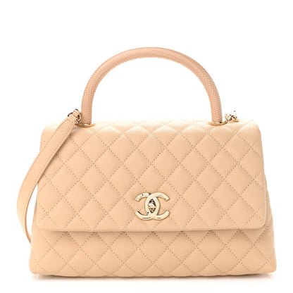 Chanel Caviar Lizard Embossed Quilted Small Coco Handle Flap Beige 1 of 9