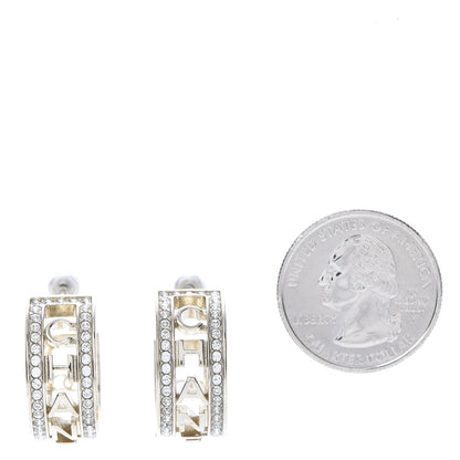 Chanel Metal Crystal Bow-tiful CC Hoop Earrings Gold 2 of 6