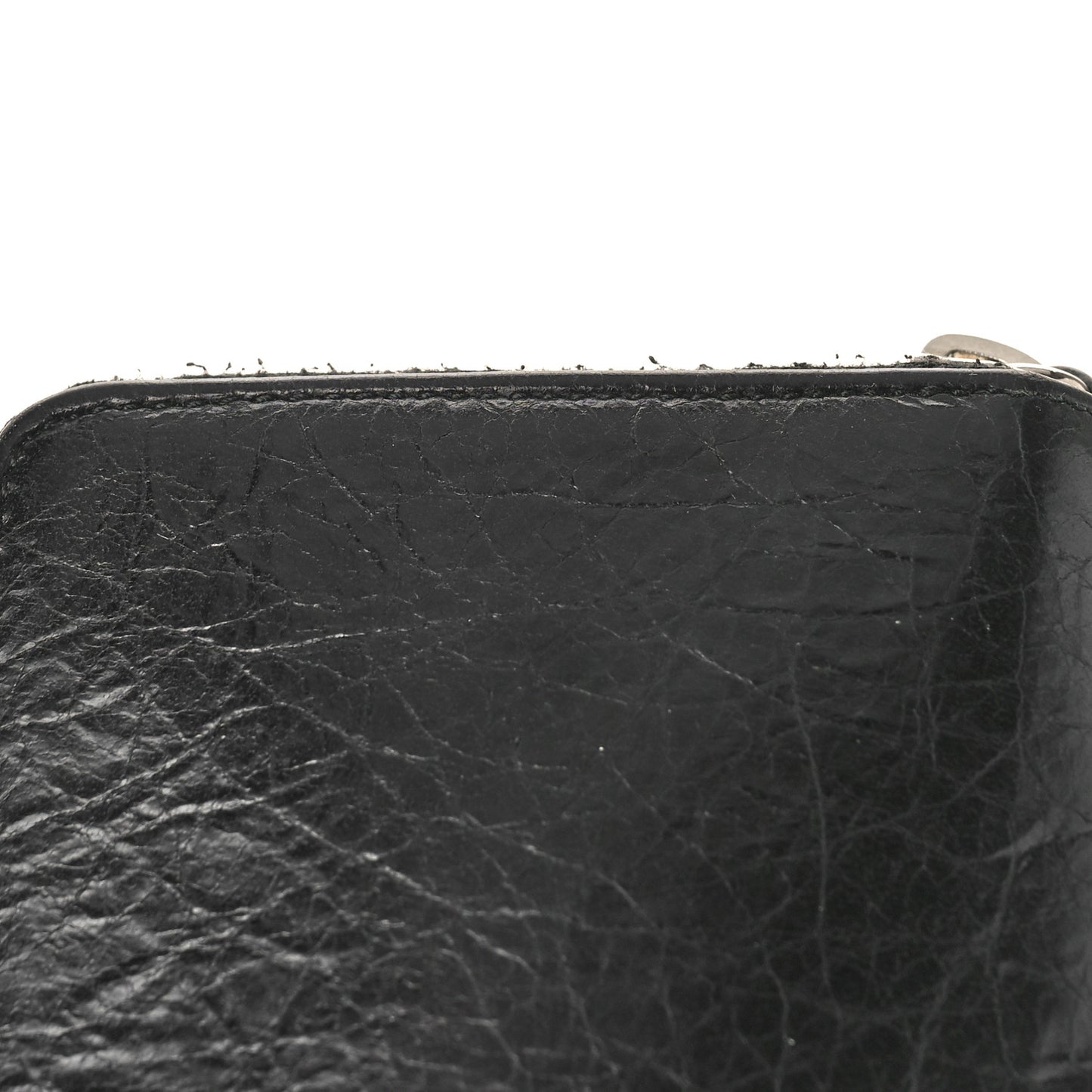 Agneau Classic Silver Hardware Compact Wallet Black