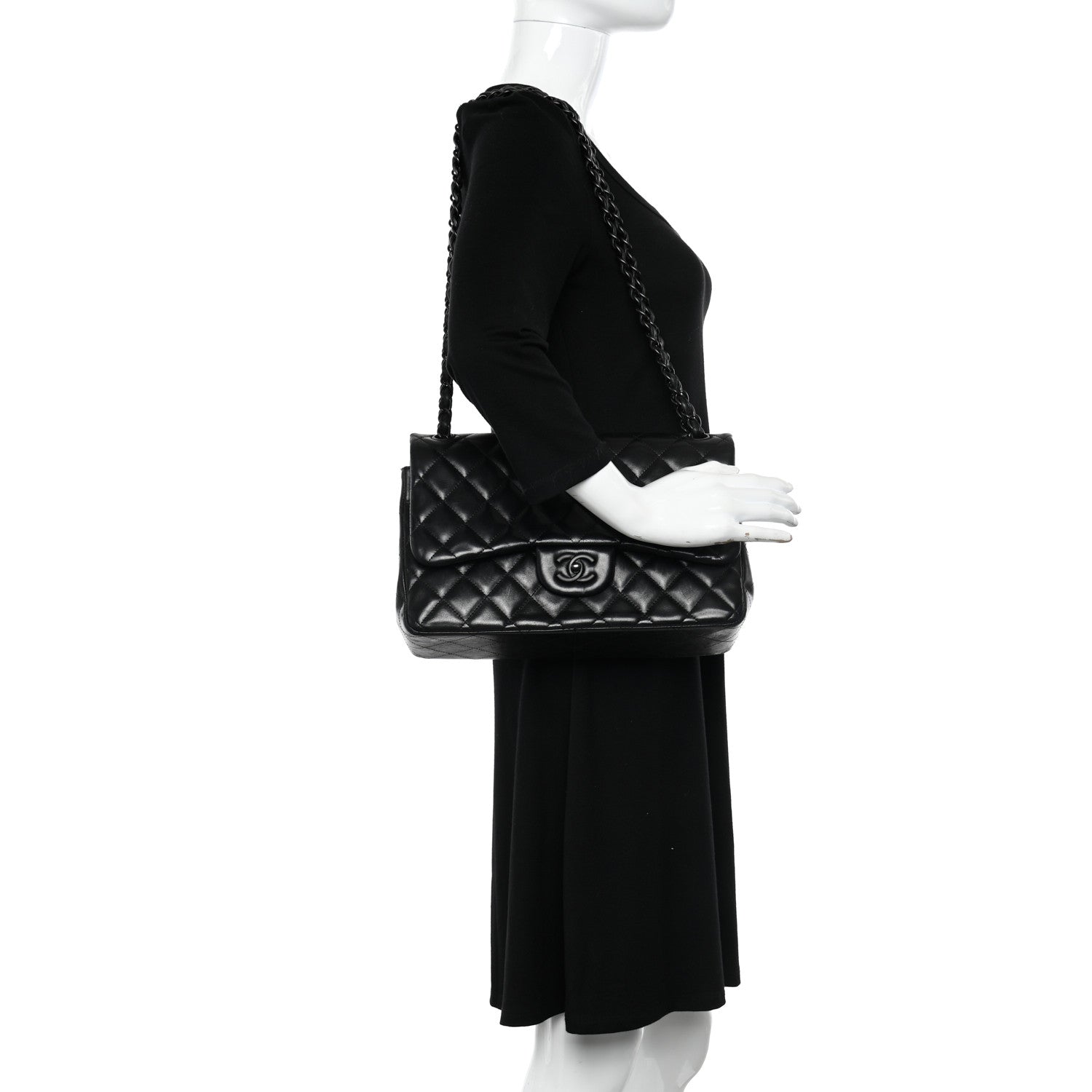 Chanel Lambskin Quilted Jumbo Double Flap So Black 2 of 14