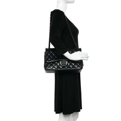 Chanel Lambskin Quilted Jumbo Double Flap So Black 2 of 14
