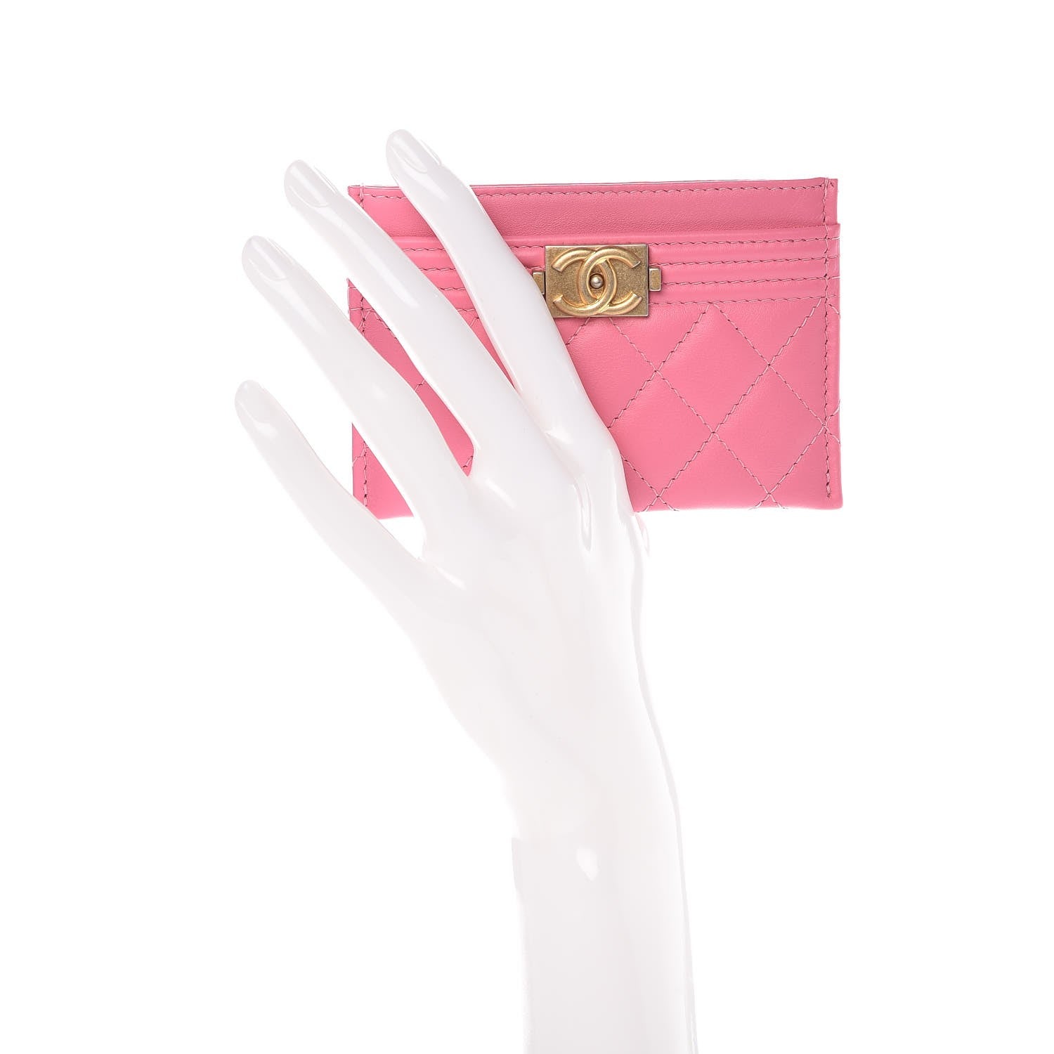 Chanel Lambskin Quilted Boy Card Holder Pink 2 of 8