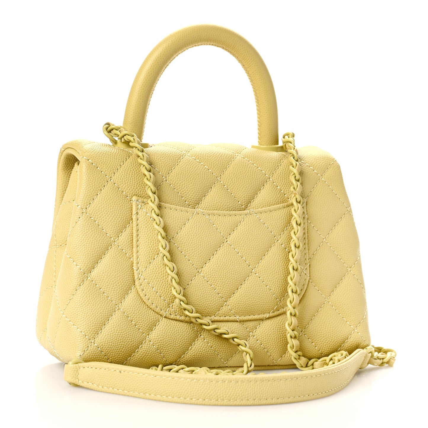 Caviar Quilted Incognito Extra Mini Coco Handle Flap Light Yellow
