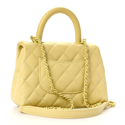 Chanel Caviar Quilted Incognito Extra Mini Coco Handle Flap Light Yellow 3 of 10