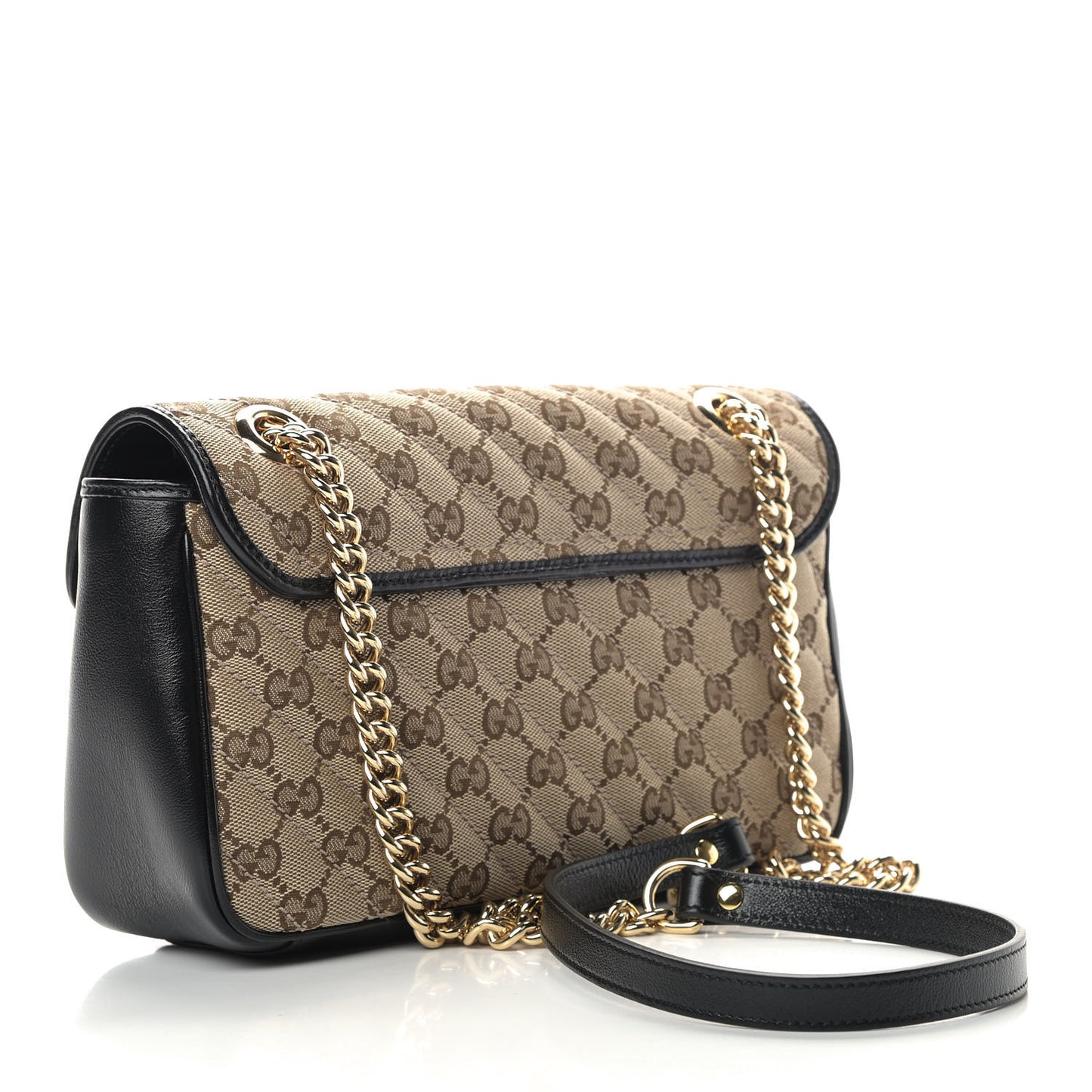 Monogram Matelasse Diagonal Small GG Marmont Shoulder Bag Beige Black