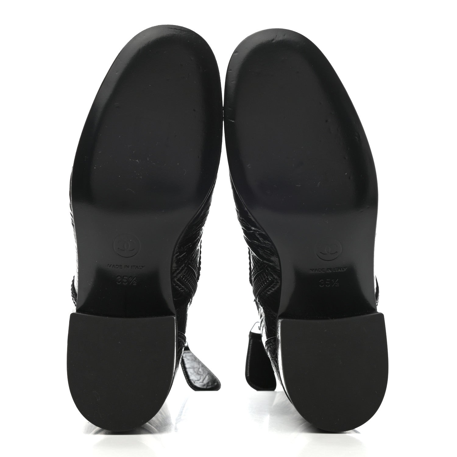 Chanel Patent Goatskin Cap Toe CC Lace Up Boots 35.5 Black 5 of 9
