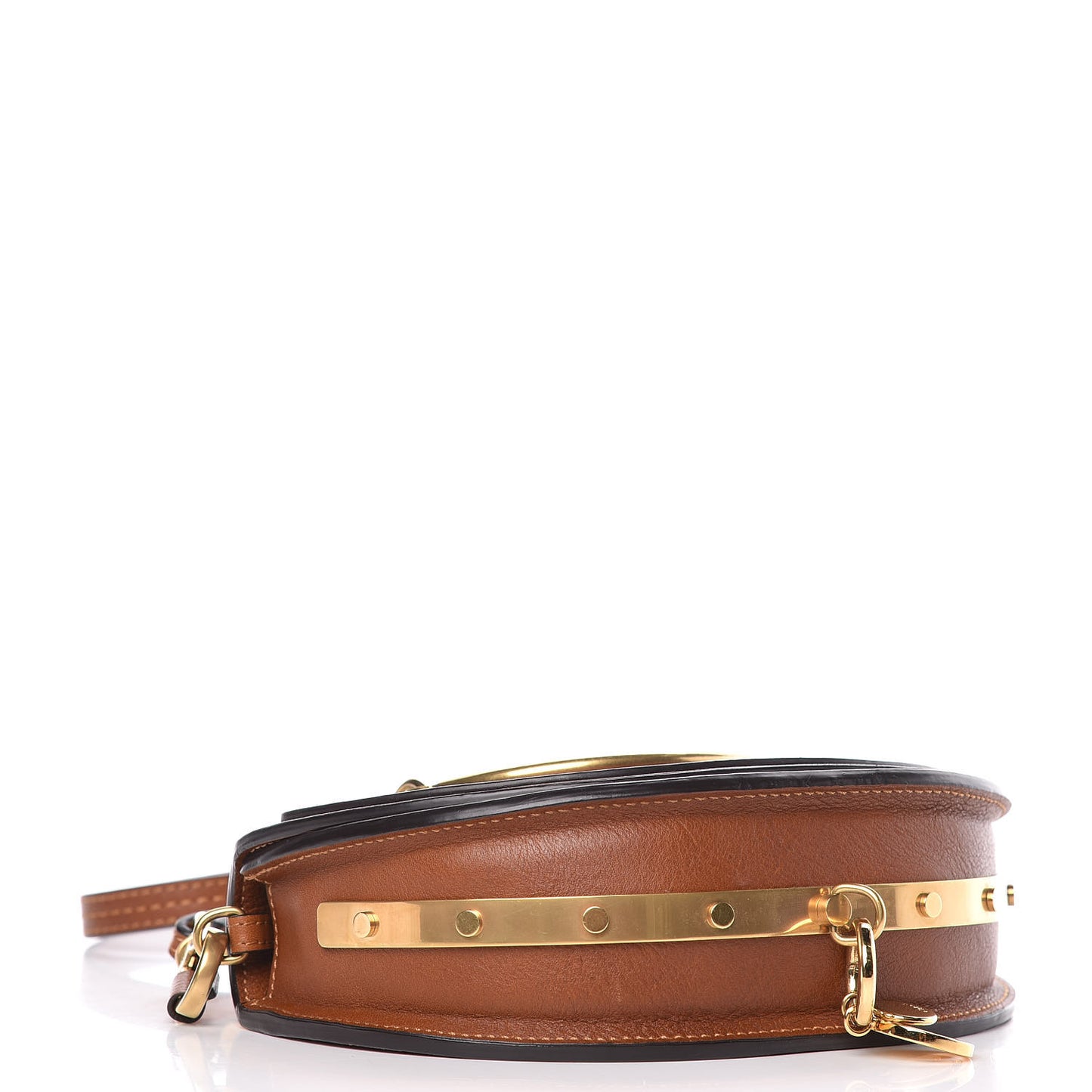 Calfskin Small Nile Bracelet Minaudiere Bag Caramel