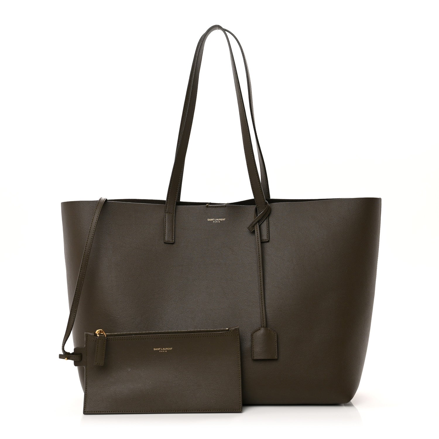 Saint Laurent Calfskin Large Shopping Tote Dark Green 1 of 28