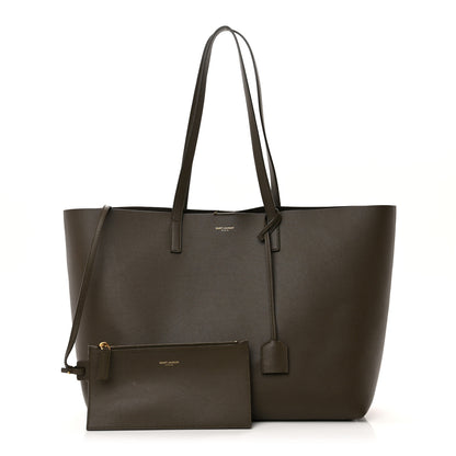 Saint Laurent Calfskin Large Shopping Tote Dark Green 1 of 28