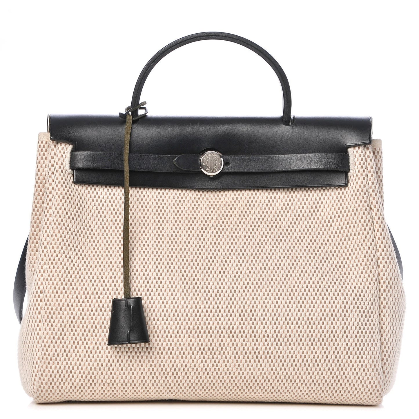 Toile Vache Calfskin Herbag 30 PM Black Natural