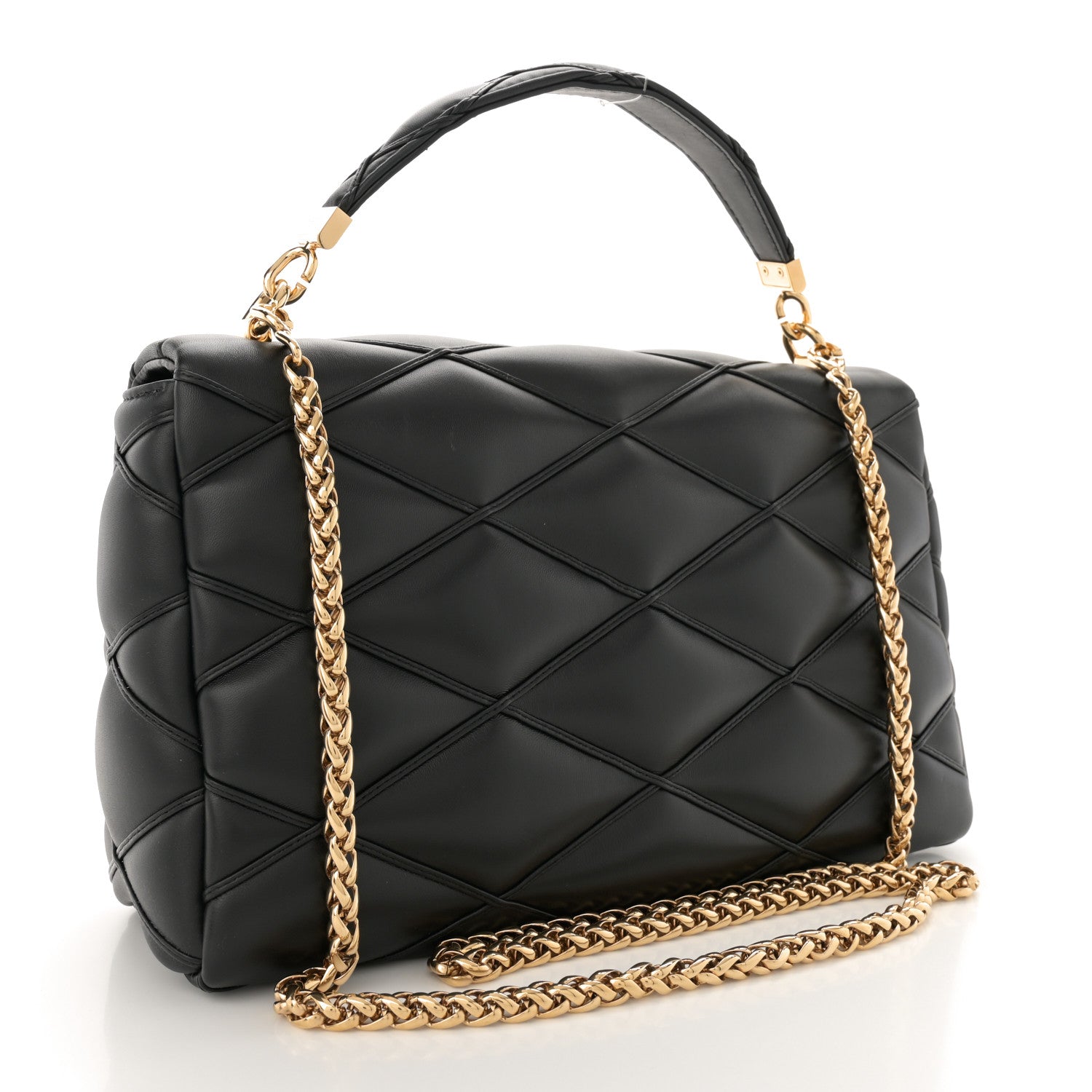 Louis Vuitton Lambskin Malletage Top Handle GO-14 GM Black 4 of 14