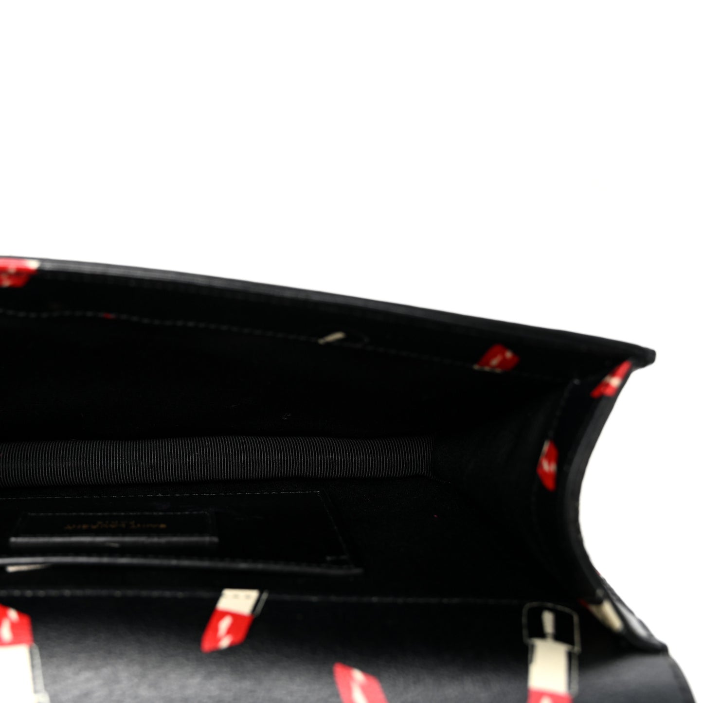 Calfskin Lipstick Print Classic Monogram Kate Clutch Black