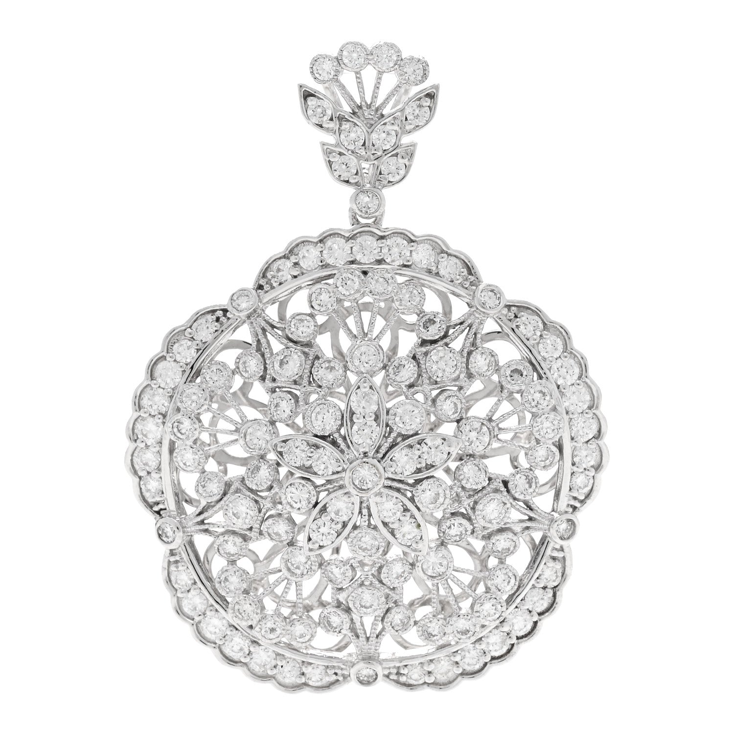 Parker & West by FASHIONPHILE 14K White Gold Diamond 3.15ctw Flower Pendant 1 of 3