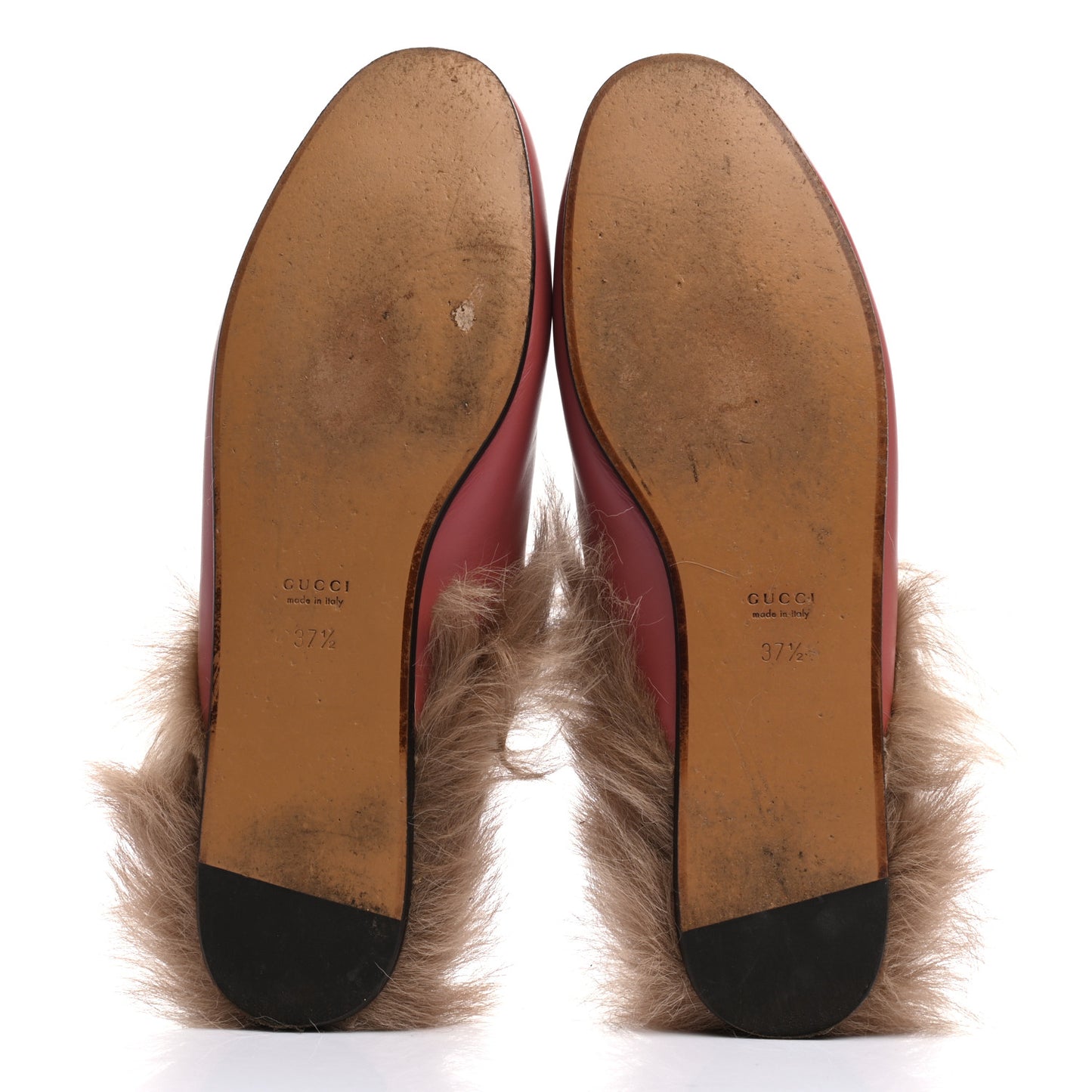 Calfskin Fur Womens Princetown Slippers 37.5 Lipstick Rose Natural