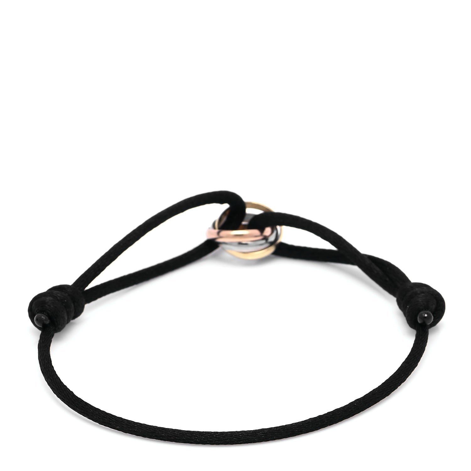 Cartier 18K Pink Yellow White Gold Trinity Adjustable Cord Bracelet Black 4 of 7