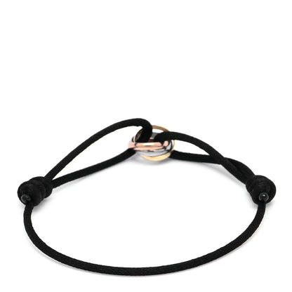 Cartier 18K Pink Yellow White Gold Trinity Adjustable Cord Bracelet Black 4 of 7