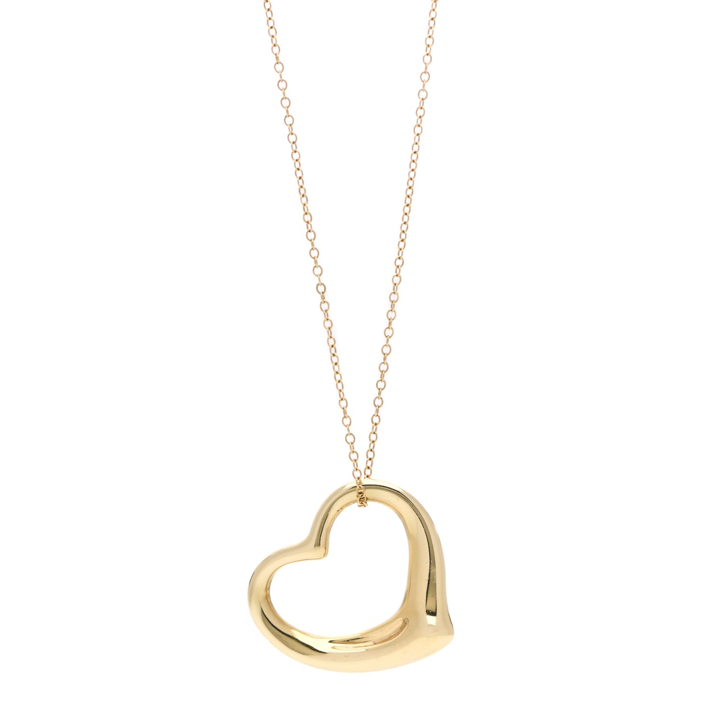 18K Yellow Gold Elsa Peretti Large Open Heart Pendant Necklace