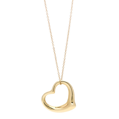 Tiffany 18K Yellow Gold Elsa Peretti Large Open Heart Pendant Necklace 1 of 8