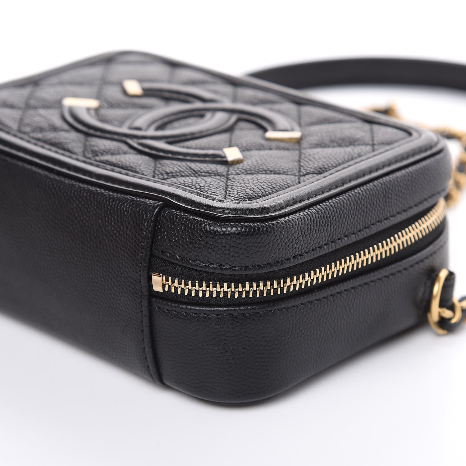 Chanel Caviar Quilted CC Filigree Vanity Clutch With Chain Black 9 of 11