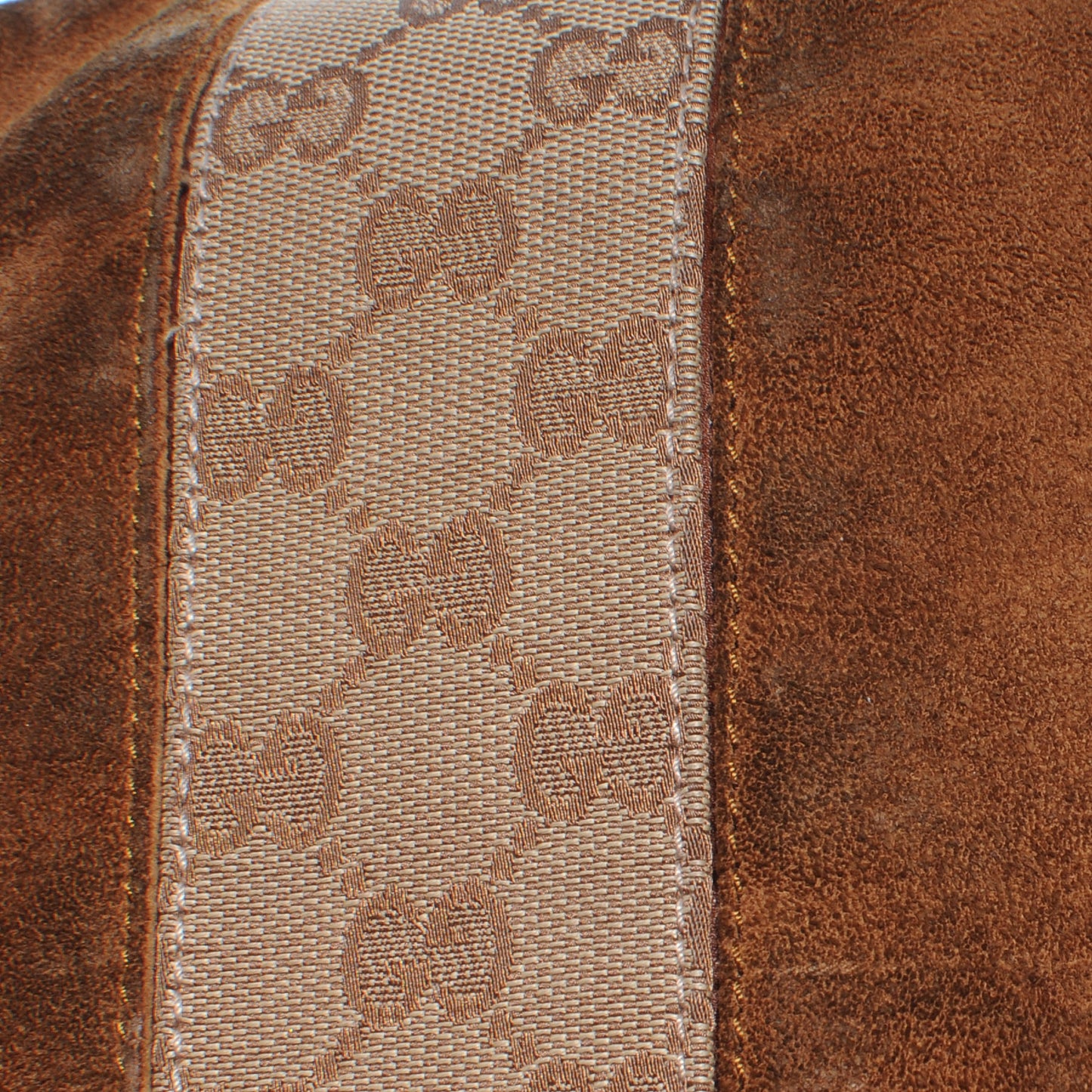Suede Monogram Drawstring Shoulder Bag Brown