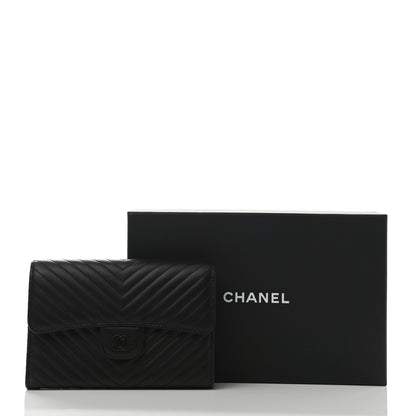 Chanel Lambskin Chevron Quilted Flap Wallet So Black 9 of 9