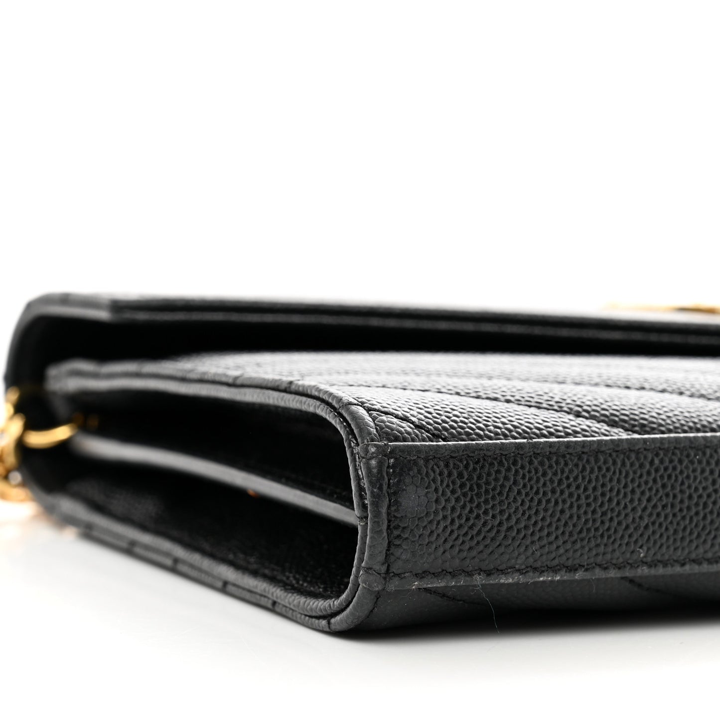 Grain De Poudre Matelasse Chevron Monogram Chain Wallet Black