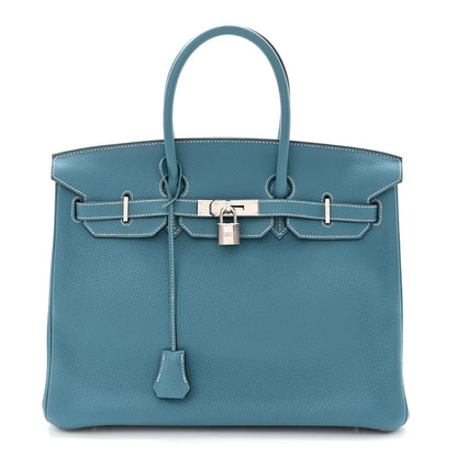 Hermes Taurillon Clemence Birkin 35 Blue Jean 1 of 13