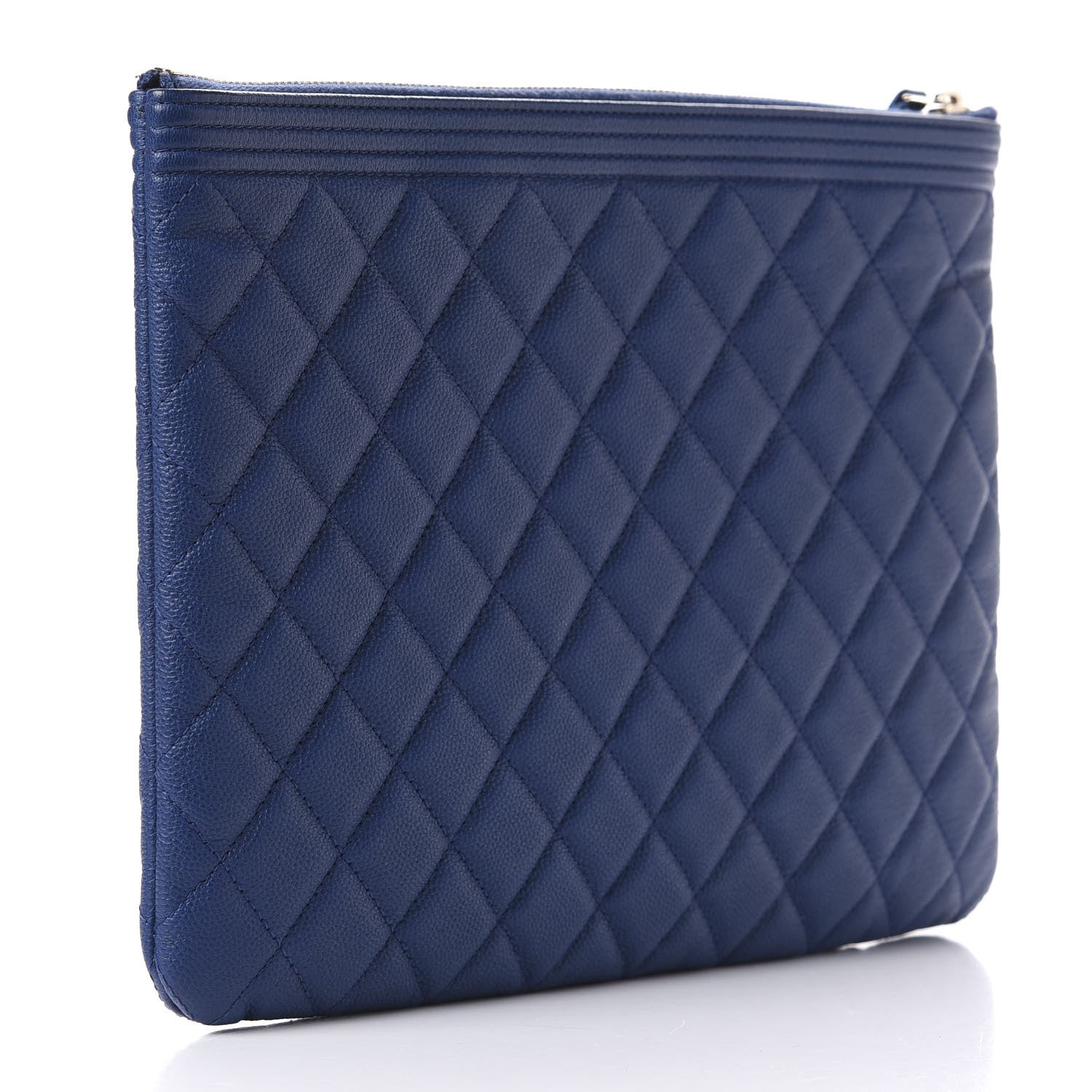 Chanel Caviar Quilted Medium Boy Cosmetic Case Blue 3 of 9