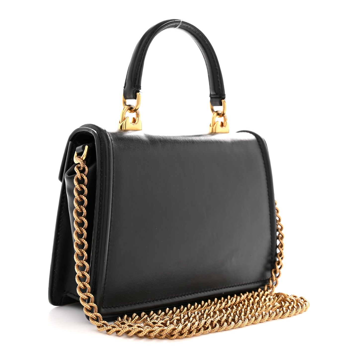 Smooth Calfskin Small Devotion Envelope Top Handle Bag Black