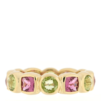 David Yurman 18K Yellow Gold Peridot Pink Tourmaline Chiclet Eternity Band Ring 53 6.5 3 of 4