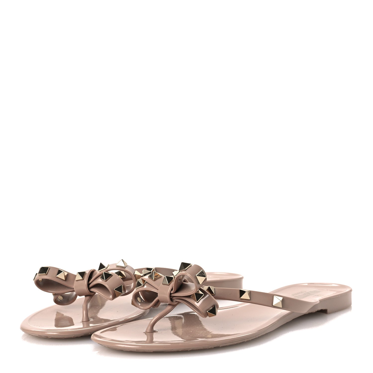 Valentino Garavani PVC Jelly Rockstud Bow Thong Sandals 41 Poudre 4 of 9