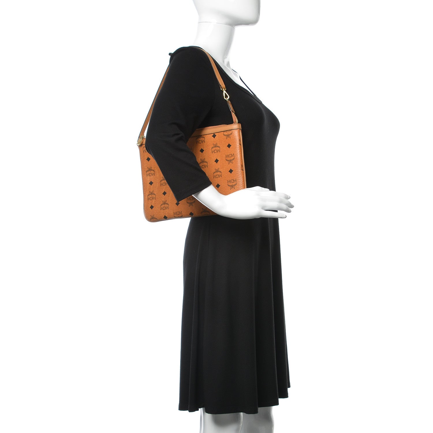 MCM Visetos Liz Shopper Tote Pouch Cognac 2 of 7