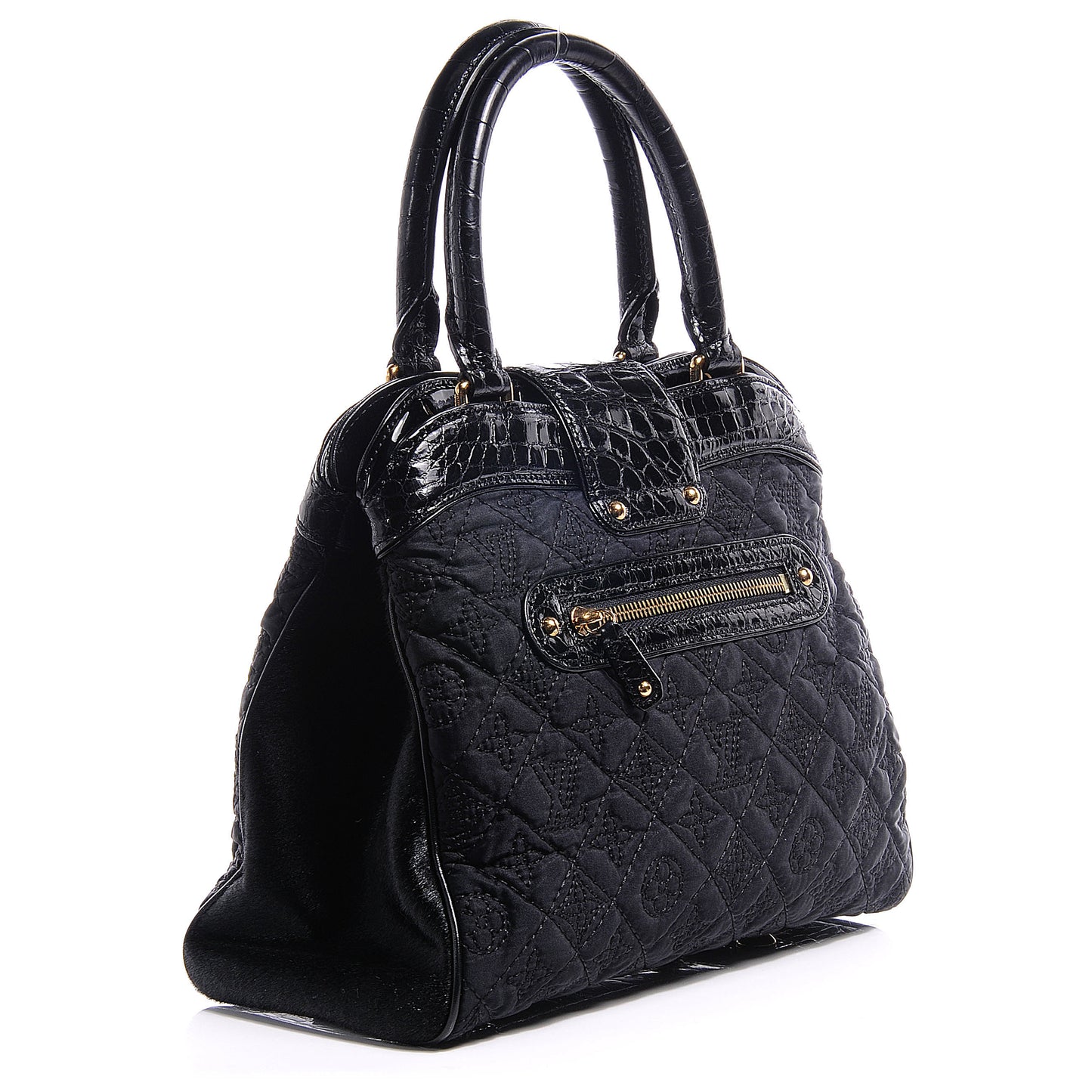 Monogram Silk Pony Hair Alligator Trim Linda Black