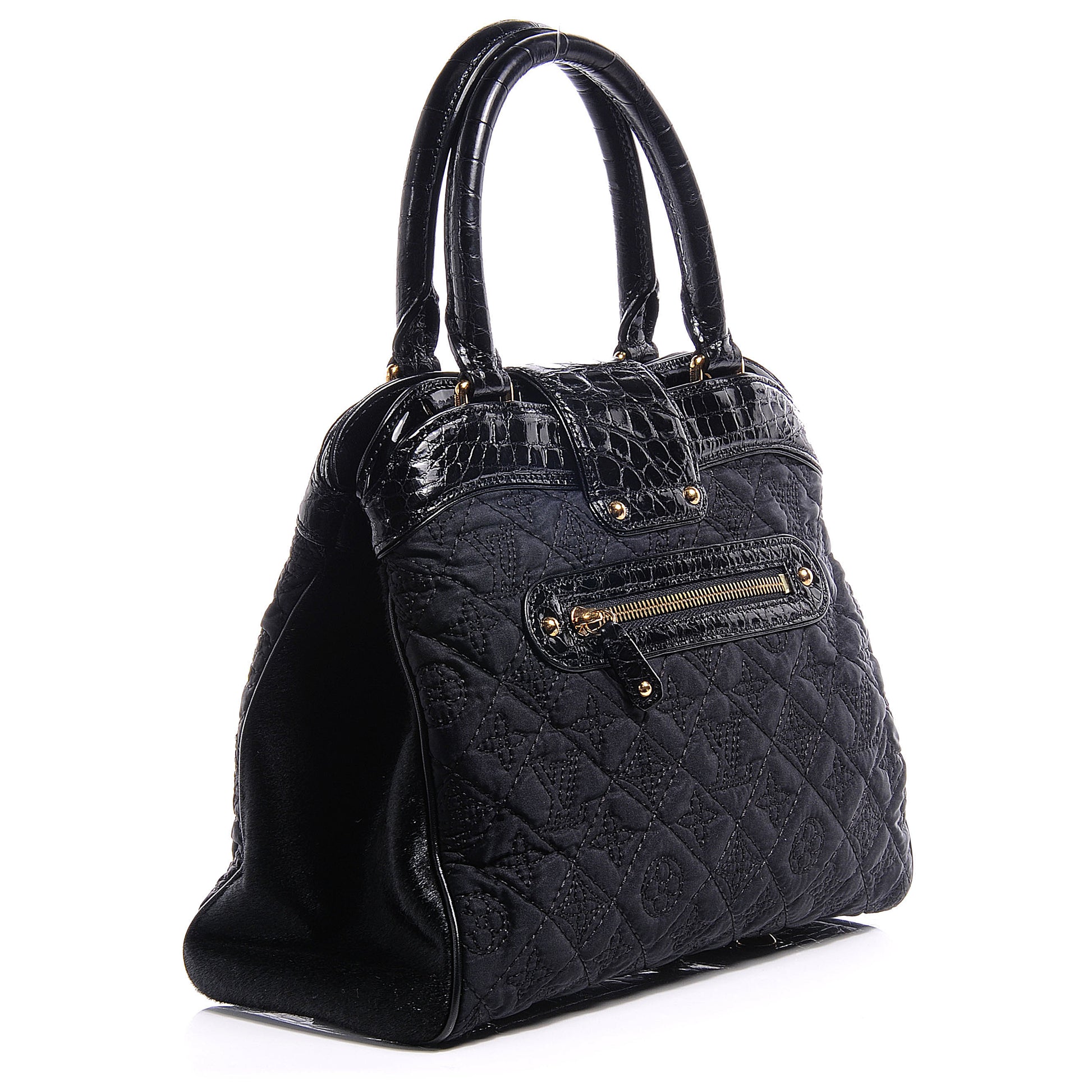 Louis Vuitton Monogram Silk Pony Hair Alligator Trim Linda Black 2 of 7