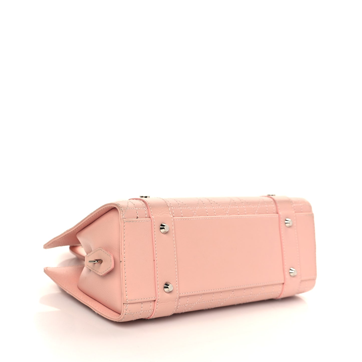 Calfskin Cannage Stitched Small East West Lady Dior Rose Clair
