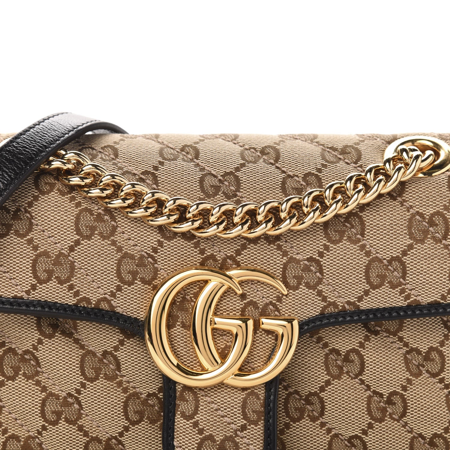 Gucci Monogram Matelasse Diagonal Mini GG Marmont Shoulder Bag Beige Black 11 of 11